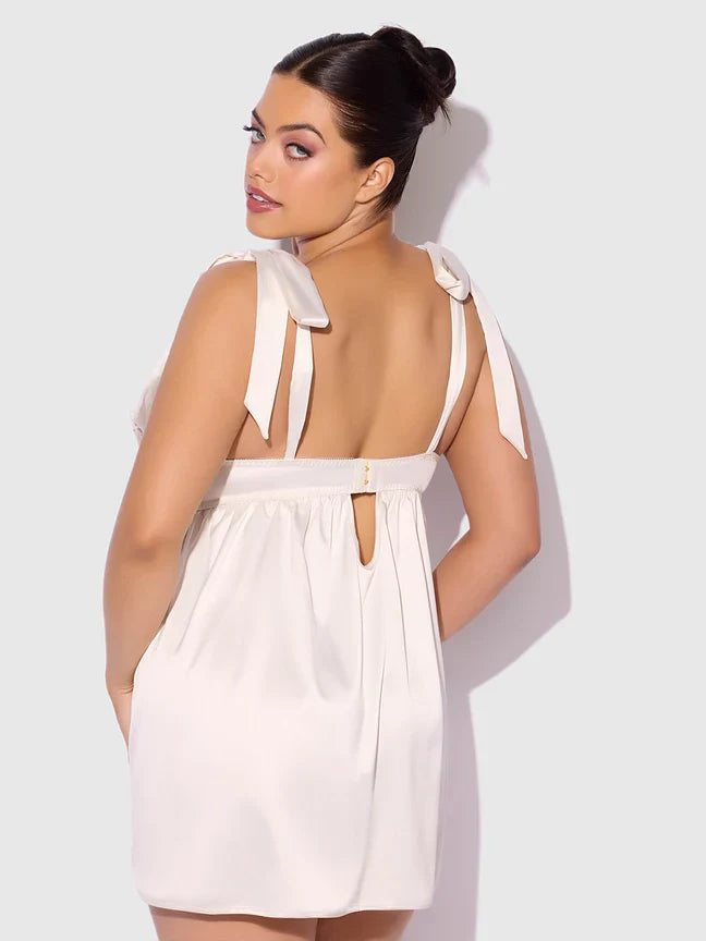 Bellvian™ Rosalie Bridal Satin and Lace Babydoll Set