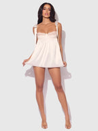 Bellvian™ Rosalie Bridal Satin and Lace Babydoll Set