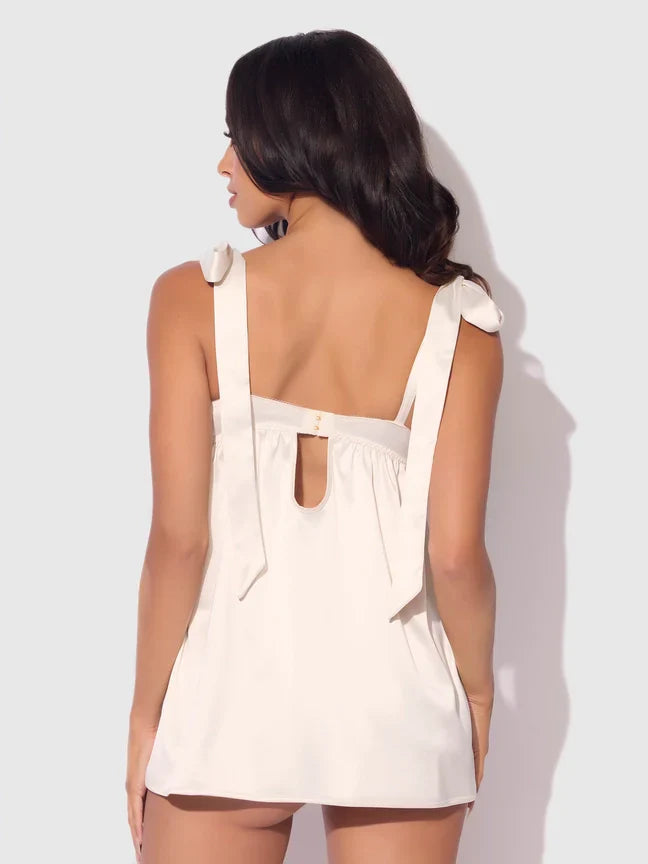 Bellvian™ Rosalie Bridal Satin and Lace Babydoll Set