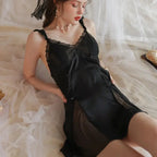 Lacynighty Deep V Ice Silk Nightdress