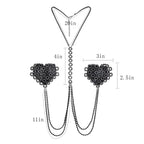 Hearts on Fire: Rhinestone Nipple Pasties & Choker Chain Set