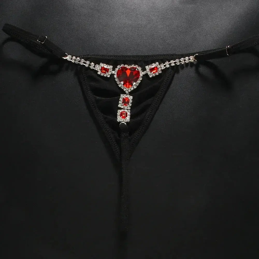 Bellvian™ Red Crystal Heart Thong