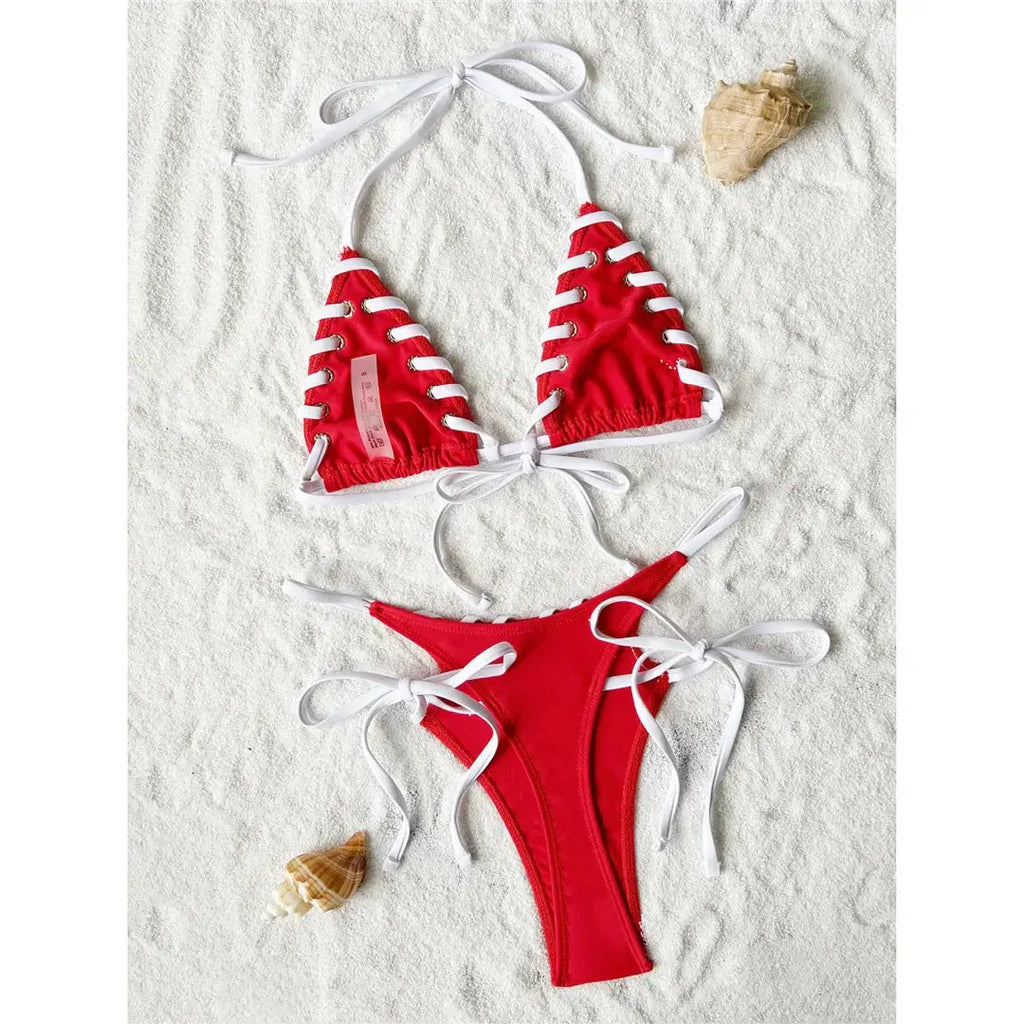Crimson Ripple Bikini