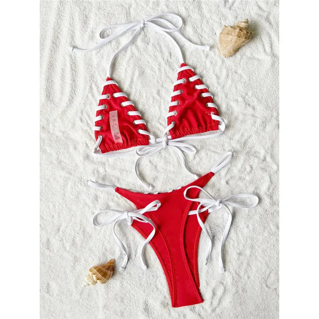Crimson Ripple Bikini