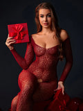 Crimson Kiss Long-Sleeve Bodystocking