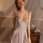Lacynighty Deep V Ice Silk Nightdress