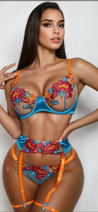 Garden Bra and Garter Set