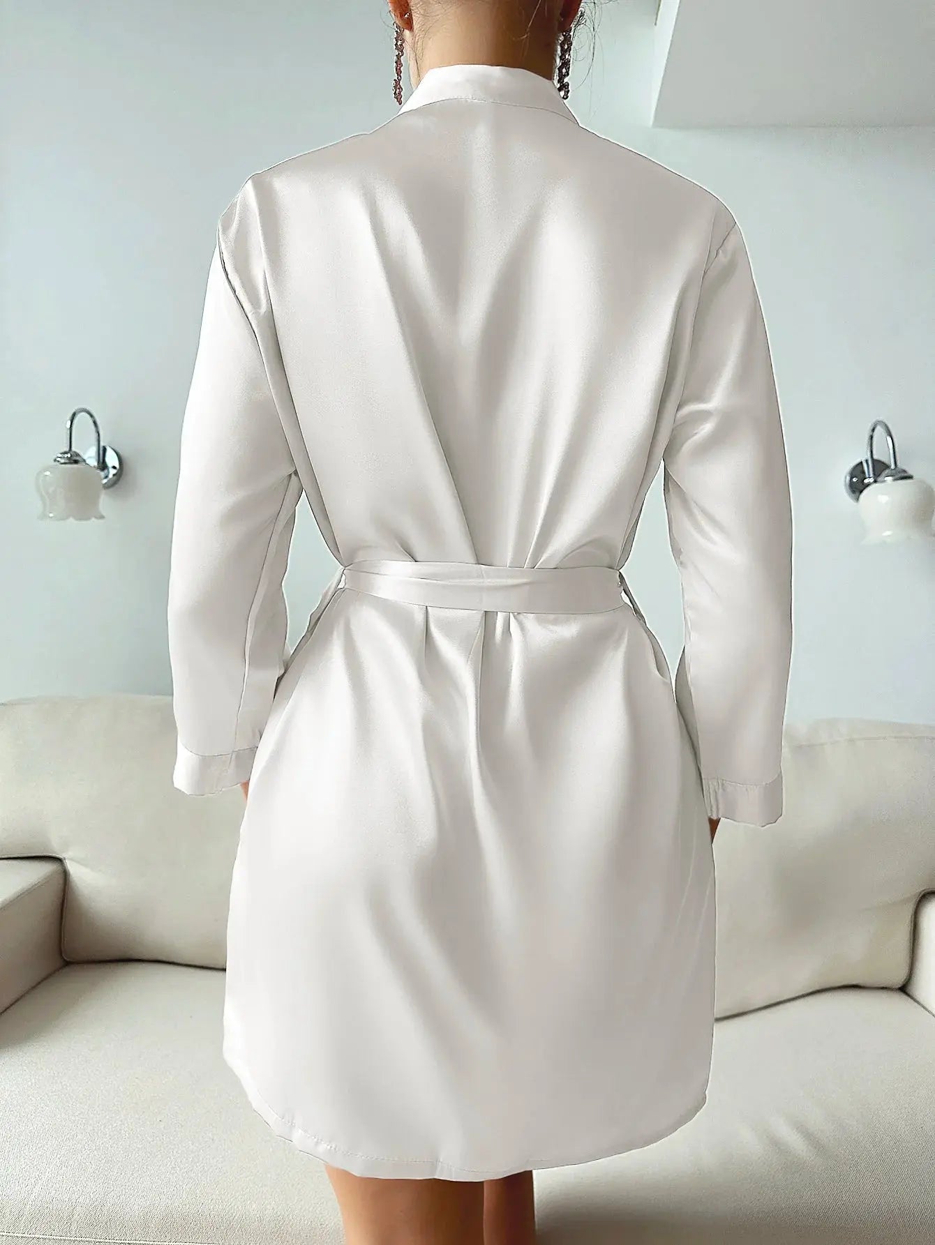 Bellvian™ Sleek Satin Long Sleeve Robe