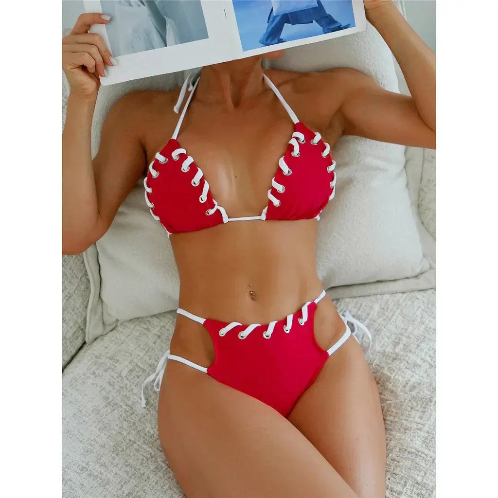 Crimson Ripple Bikini