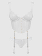 Bridal Satin & Lace Bustier & Backless Hipster Set