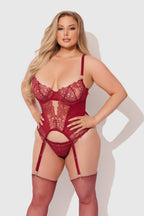 Eden Embroidered Lace Bustier & G-String Set