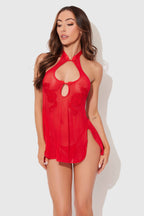 Bellvian™ Dragon Mesh & Applique Chemise & G-String Set