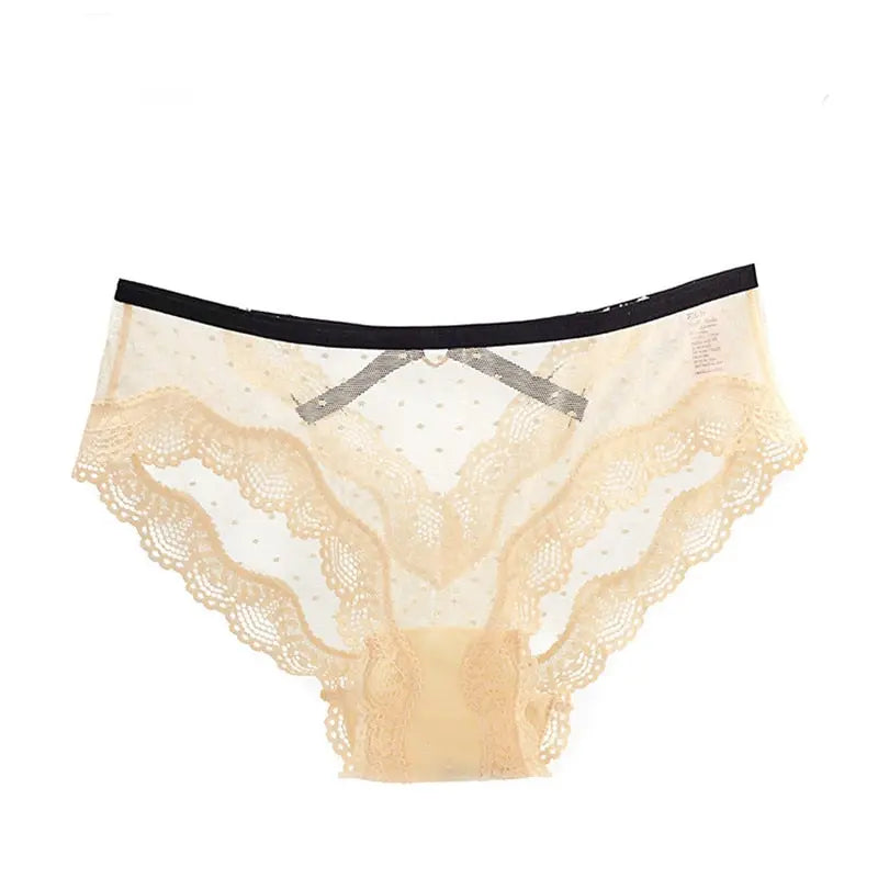 Bellvian beige polka dot lace panty product image featuring soft mesh fabric and elegant lace trim, luxury feminine underwear designed for comfort, everyday confidence and romantic styling, available for premium lingerie shoppers across the United Kingdom.