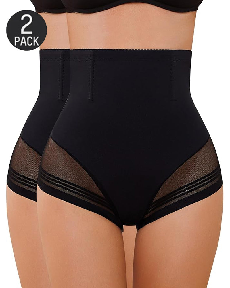 Bellvian black 2 pack tummy control shapewear with seamless waist slimming compression and sculpting body contour support, designed for invisible shaping and confident hourglass enhancement in the UK