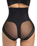 Bellvian black high waist butt lift shapewear with seamless tummy control compression and sculpting body contour support, designed for curvy body shaping and invisible smoothing under dresses in the UK