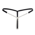Bellvian black pearl open crotch thong featuring elegant pearl chain detailing, adjustable straps and seductive minimalist design, luxury sexy lingerie created for confidence, intimacy and romantic occasions, premium women's intimate underwear perfect for wife, girlfriend or partner, ideal gift for anniversaries, Valentine's Day, honeymoon lingerie collections, bridal lingerie wardrobes and luxury lingerie shopping across the UK.