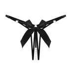 Bellvian black pearl string thong with a dramatic satin bow and pearl embellishments, combining a seductive silhouette with elegant detailing, making it ideal for date nights, anniversaries and luxury lingerie gifting.
