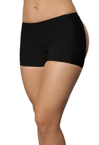 Bellvian black shaping shorts front view featuring a comfortable supportive fit and body smoothing construction, premium tummy control underwear designed to enhance confidence, improve silhouette definition and provide all day comfort for UK shoppers.
