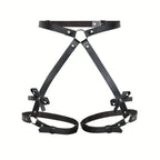 Bellvian black strappy body harness with seductive fetish inspired styling and adjustable strap detailing, designed for erotic lingerie fashion, sexy bedroom outfits, roleplay nights and intimate anniversary gifts in the UK