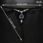 Size reference image showing Bellvian blue crystal lingerie accessory with adjustable straps and luxury gemstone detailing. Designed for women searching for premium erotic lingerie accessories, elegant intimate fashion, luxury bedroom wear and statement lingerie pieces suitable for romantic evenings and special celebrations.
