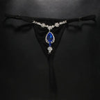 Bellvian luxury lingerie accessory featuring a dazzling blue gemstone centrepiece, crystal embellishments and adjustable straps. Perfect for romantic occasions, wedding night lingerie styling, honeymoon lingerie collections, Valentine's gifts and women looking for unique luxury intimate accessories with premium detailing.