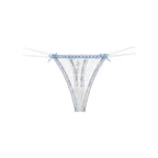 Blue lace thong product image featuring delicate floral lace, feminine ribbon accents and elegant double side straps. Perfect for luxury lingerie collections, romantic occasions and women seeking premium sexy underwear and stylish lingerie.