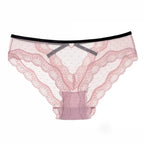 Bellvian blush pink lace cheeky brief close up product image highlighting sheer polka dot mesh, intricate floral lace detailing and premium craftsmanship, luxury feminine underwear designed to enhance confidence, comfort and romantic style for UK lingerie lovers.