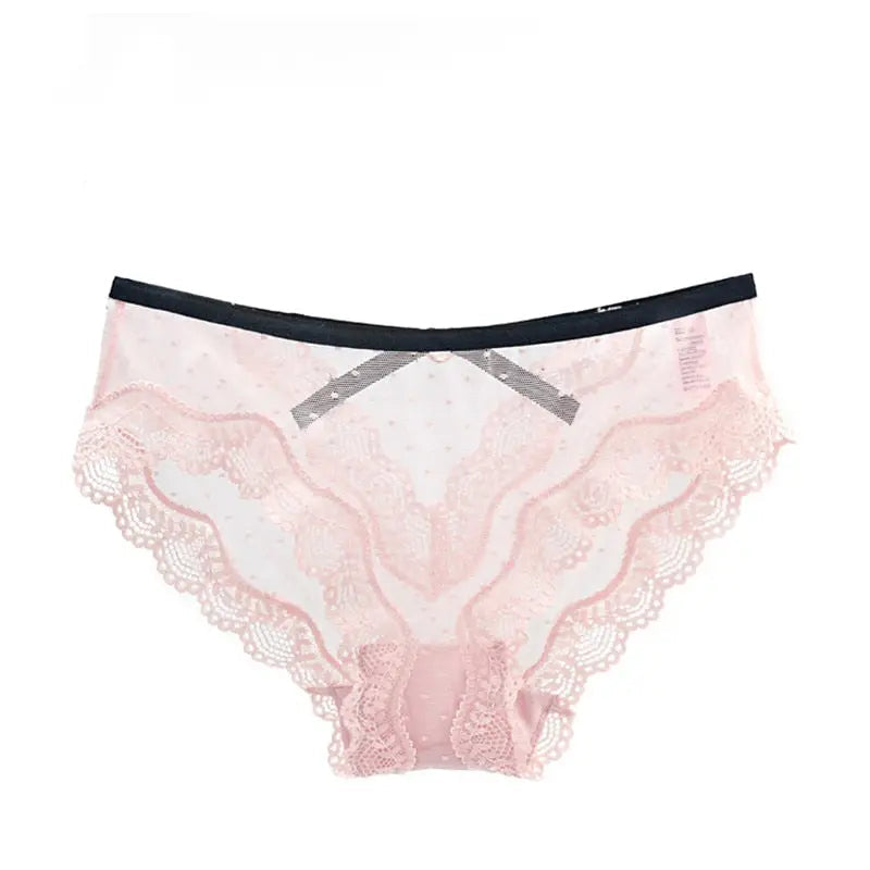 Bellvian blush pink polka dot lace cheeky brief product image showcasing soft mesh fabric, elegant lace accents and a flattering feminine fit, luxury romantic underwear perfect for anniversaries, Valentine’s gifts and premium lingerie shopping in the UK.