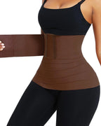 Bellvian brown waist wrap trainer with tummy control compression and hourglass sculpting support, designed for waist slimming, postpartum shaping, stomach flattening, workout waist training and seamless body contour support for women in the UK