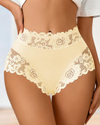 Bellvian cream lace high waisted panties with soft seamless comfort feminine floral lace waistband breathable luxury underwear body smoothing fit sexy shaping panties and elegant romantic lingerie design for women UK