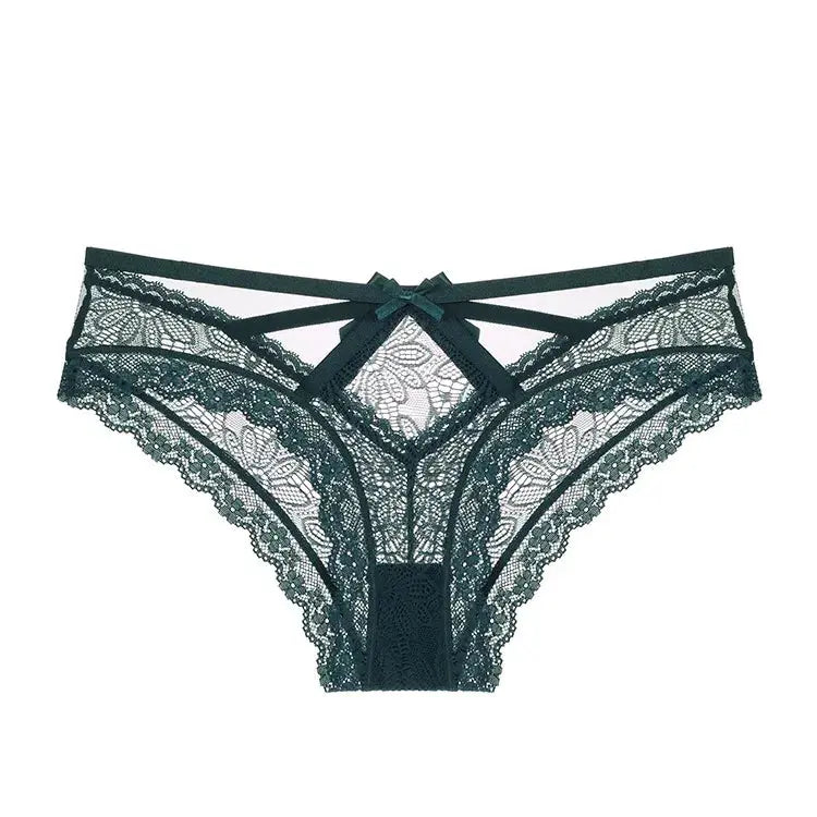 Bellvian green cross strap lace panties featuring delicate floral lace detailing, elegant luxury design and flattering feminine fit, premium women's lingerie perfect for romantic occasions, honeymoon nights, anniversary gifts and luxury intimate fashion shopping for wives, girlfriends and brides across the UK.