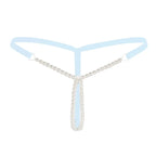 Bellvian light blue pearl open crotch thong featuring elegant pearl embellishments, adjustable straps and feminine luxury styling, premium intimate lingerie designed for confidence, comfort and romance, perfect gift for girlfriend, wife or bride, ideal for honeymoon collections, wedding night lingerie and luxury underwear shopping throughout the UK.
