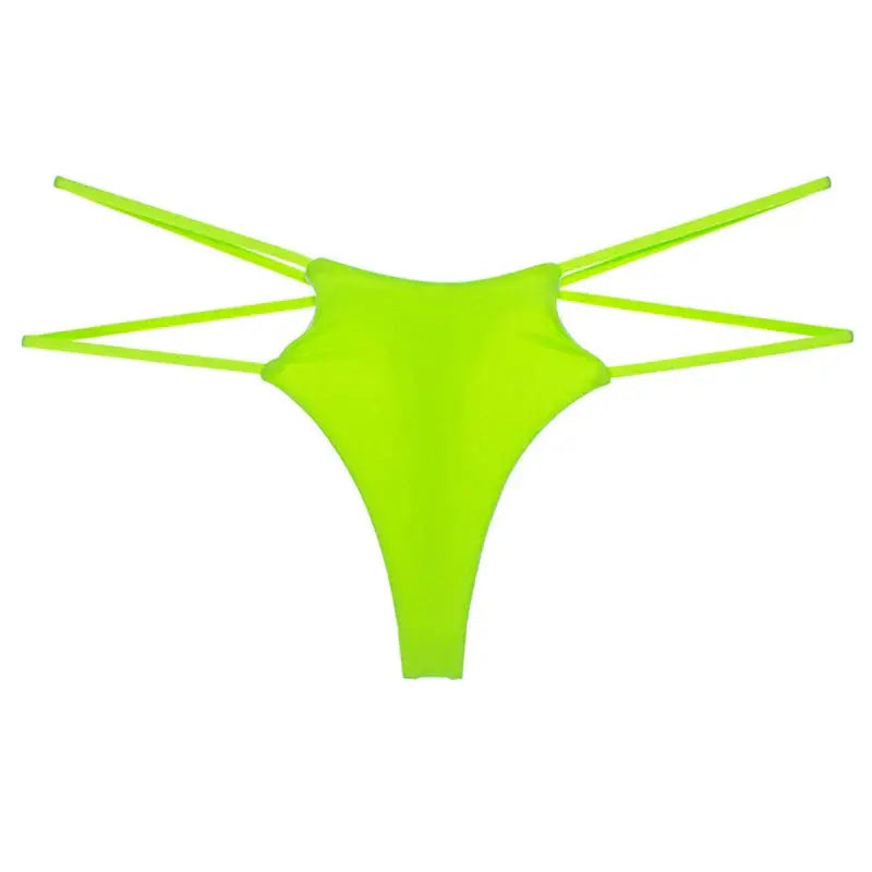 Bellvian™ neon green double strap thong panties featuring a sleek low rise silhouette and modern cut out styling, designed for women searching for sexy lingerie, fashionable underwear and confidence enhancing intimate wear, suitable for romantic evenings, holiday lingerie collections, honeymoon essentials and thoughtful gifts for partners who appreciate bold fashion.