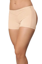 Bellvian nude shaping shorts front view with lightweight compression and body contouring support, premium shapewear underwear designed to create a smooth silhouette while maintaining comfort and confidence throughout the day.