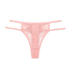 Bellvian pink double strap lace thong panties featuring delicate floral lace design, flattering feminine shape and elegant side strap styling, luxury women's lingerie crafted for romantic occasions, honeymoon nights, Valentine's gifts and premium intimate fashion collections throughout the United Kingdom.