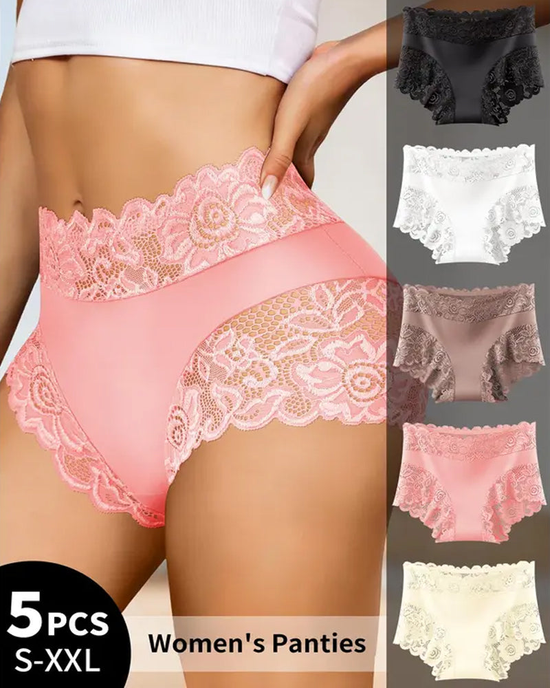 Bellvian pink lace panties featured in 5 pack women underwear collection with seamless comfort floral lace feminine shaping fit breathable luxury fabric and sexy romantic lingerie styling UK
