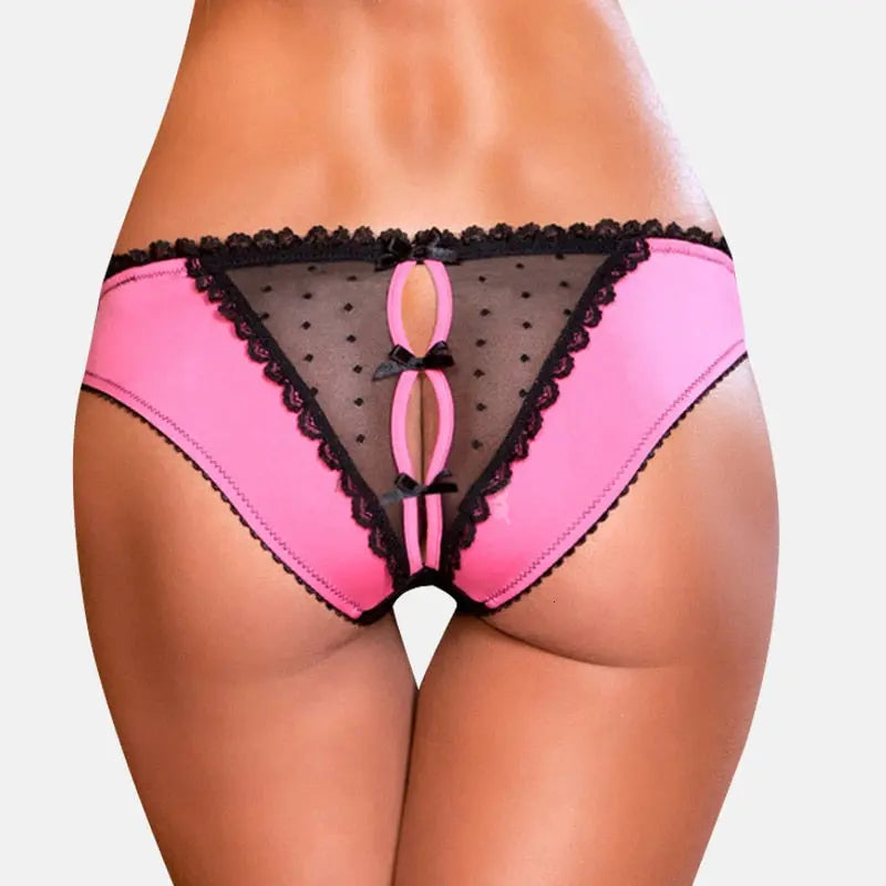 Bellvian pink open gusset knickers with elegant mesh panels and feminine detailing, perfect for bridal lingerie collections, honeymoon lingerie shopping and women looking for romantic underwear for special occasions and weekend getaways.