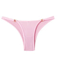 Bellvian pink ribbed thong panties product image featuring minimalist luxury design, elegant side ring details and flattering feminine fit, premium women's lingerie perfect for Valentine's Day gifts, honeymoon collections, anniversary surprises and luxury underwear shopping for wives, girlfriends and brides throughout the United Kingdom.