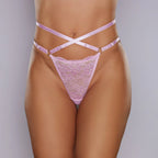 Bellvian pink strappy lace thong featuring romantic crossover waist straps, feminine floral lace fabric and an elegant high leg silhouette, luxury lingerie designed for women seeking confidence, comfort and irresistible style, perfect intimate gift for girlfriend, wife or bride, ideal for honeymoon nights, wedding lingerie collections, Valentine's Day presents, anniversary gifts and premium luxury underwear shopping in the UK.