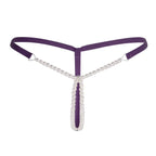 Bellvian purple pearl open crotch thong featuring decorative pearl chain details, adjustable strappy construction and luxurious feminine appeal, premium sexy lingerie designed for confidence and romantic evenings, perfect gift for wife, girlfriend or partner, ideal for anniversary celebrations, Valentine's gifts and luxury lingerie collections across the UK.