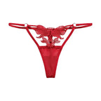 Bellvian red butterfly lace string panties featuring embroidered floral detailing, seductive luxury styling and flattering body enhancing fit, premium women's lingerie perfect for romantic evenings, Valentine's Day gifts, honeymoon collections and anniversary surprises, ideal luxury underwear for wives, girlfriends and brides across the UK.