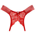 Bellvian red open crotch lace knickers crafted with elegant floral lace, perfect for women looking for sexy honeymoon lingerie and for partners searching for a romantic anniversary or Valentine's gift for a wife or girlfriend, offering a flattering and feminine style for special occasions.