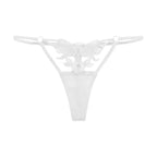 Bellvian white butterfly embroidered string panties featuring delicate floral lace applique details, elegant strappy design and luxury feminine silhouette, premium women's lingerie designed for confidence, romance and comfort, ideal bridal lingerie, honeymoon underwear, Valentine's gift and anniversary present for wife, girlfriend or partner throughout the UK.