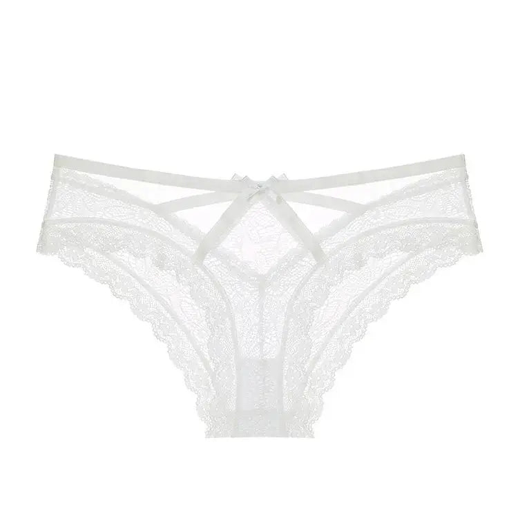 Bellvian white cross strap lace panties featuring elegant floral lace detailing, luxurious feminine design and flattering fit, premium women's lingerie ideal for wedding night lingerie, honeymoon essentials, Valentine's Day gifts, anniversary surprises and luxury underwear shopping across the United Kingdom.