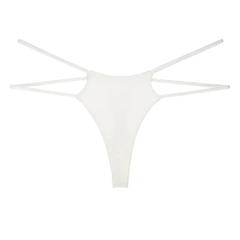 Bellvian™ white double strap thong panties designed with a clean elegant silhouette, perfect for women seeking bridal lingerie, honeymoon underwear and sophisticated intimate wear, making them an excellent choice for wedding nights, romantic occasions, anniversary celebrations and meaningful gifts for girlfriends, wives or brides to be.