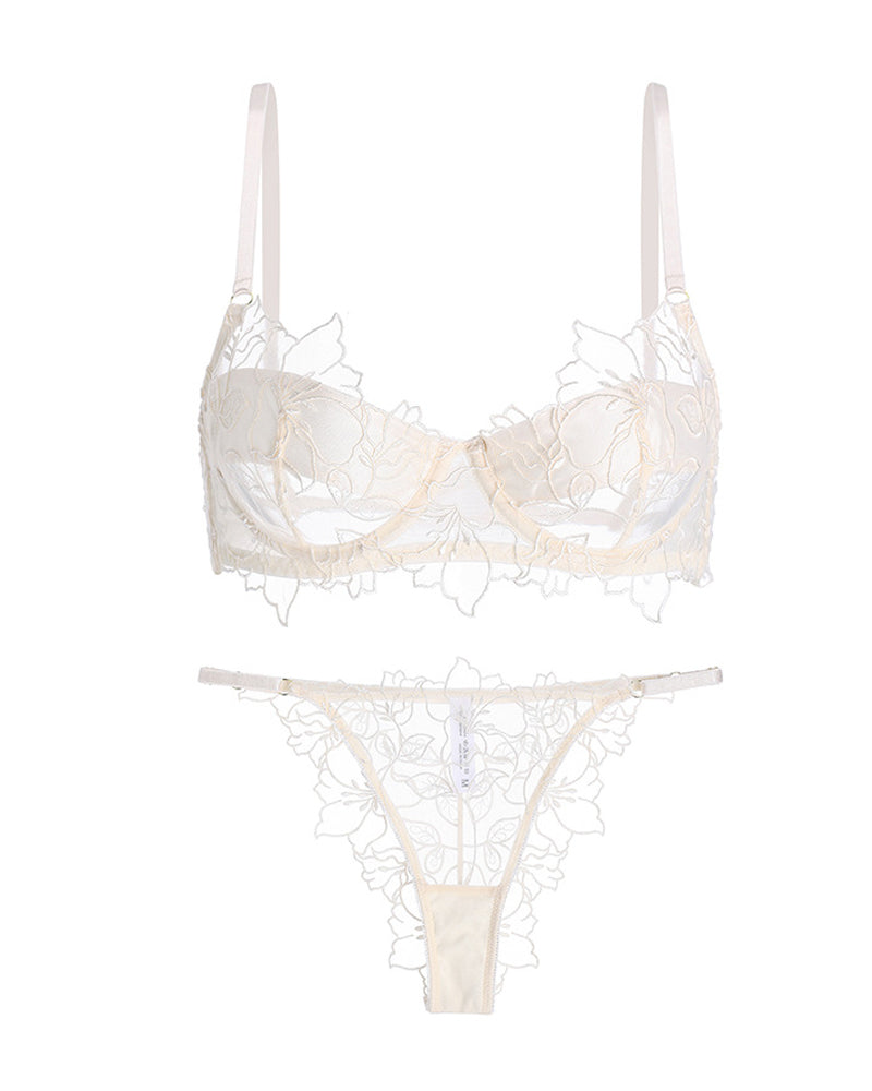 Bellvian white floral lace bra and thong lingerie set flatlay featuring sheer embroidered mesh luxury bridal underwear romantic honeymoon lingerie valentines gift for wife elegant feminine intimates and seductive bedroom fashion style UK