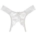 Bellvian white open crotch lace knickers crafted for brides seeking elegant honeymoon lingerie and wedding night underwear, combining delicate floral lace with a romantic design that makes a beautiful gift for a bride or new wife.