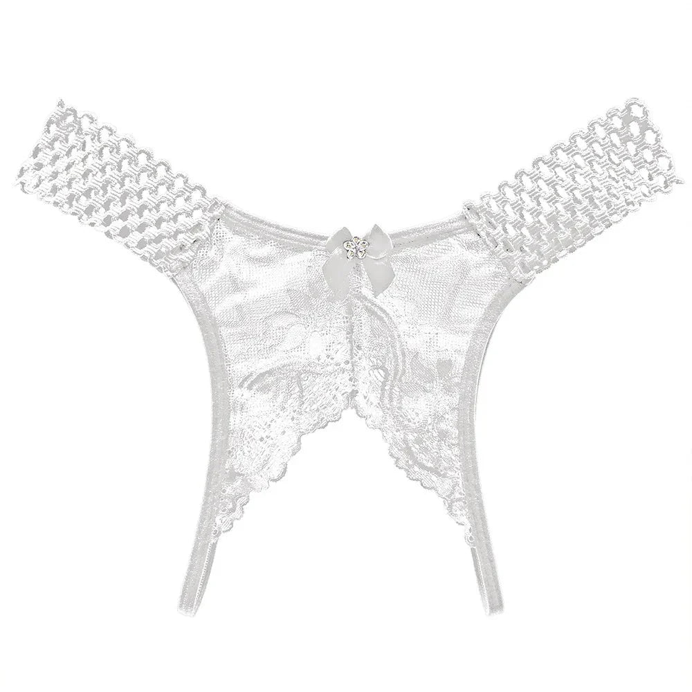 Bellvian white open crotch lace knickers crafted for brides seeking elegant honeymoon lingerie and wedding night underwear, combining delicate floral lace with a romantic design that makes a beautiful gift for a bride or new wife.