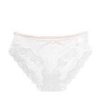 Bellvian white polka dot lace cheeky brief product image featuring delicate sheer mesh fabric, romantic floral lace trim and feminine detailing, luxury bridal inspired lingerie designed for comfort, confidence and elegant everyday wear across the United Kingdom.