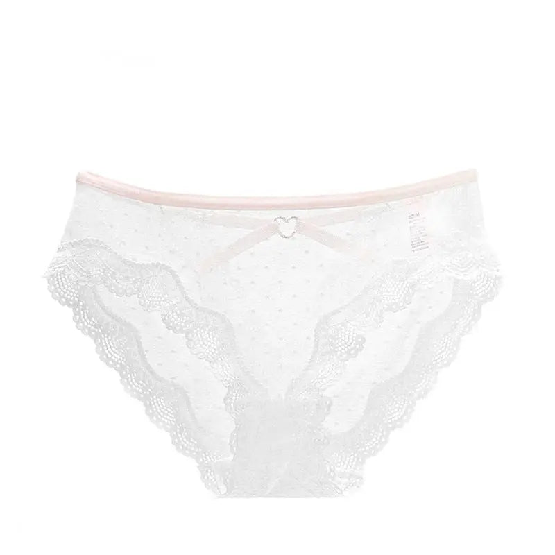 Bellvian white polka dot lace cheeky brief product image featuring delicate sheer mesh fabric, romantic floral lace trim and feminine detailing, luxury bridal inspired lingerie designed for comfort, confidence and elegant everyday wear across the United Kingdom.